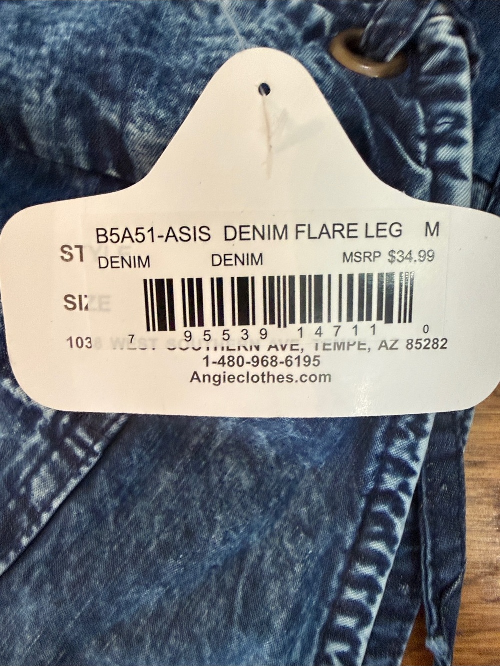 Angie Acid Wash Denim Flare Leg Overalls Jumpsuit NWT M - Picture 11 of 13